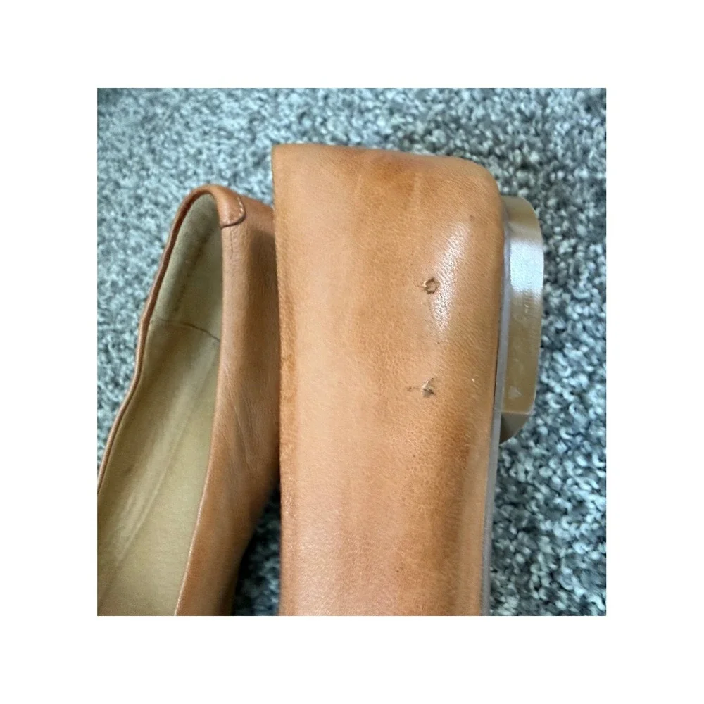 Trotters Pointed Toe Flats Women 6.5 Cognac Brown Leather Preppy Minimalist Chic